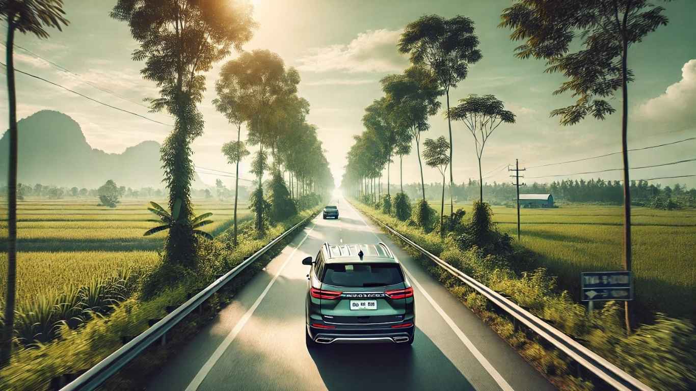 thuê xe 7 chỗ cần thơ đi long xuyên qua con đường hàng cây thốt nốt