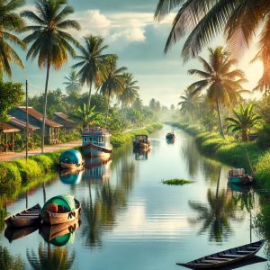 cảnh sông nước trên đường với thuê xe 7 chỗ cần thơ đi Long Xuyên