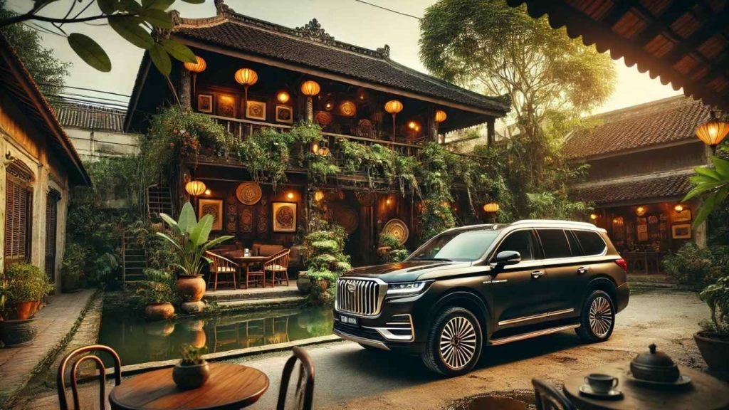 cho thuê xe du lịch tự lái cái răng cần thơ bích long đậu trước quán cafe miền tây
