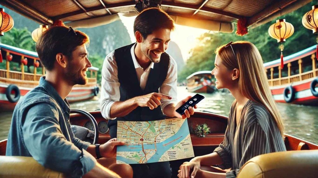tài xế dịch vụ lái xe hộ bích long tư vấn khách hàng tham quan chợ nổi cái răng cần thơ