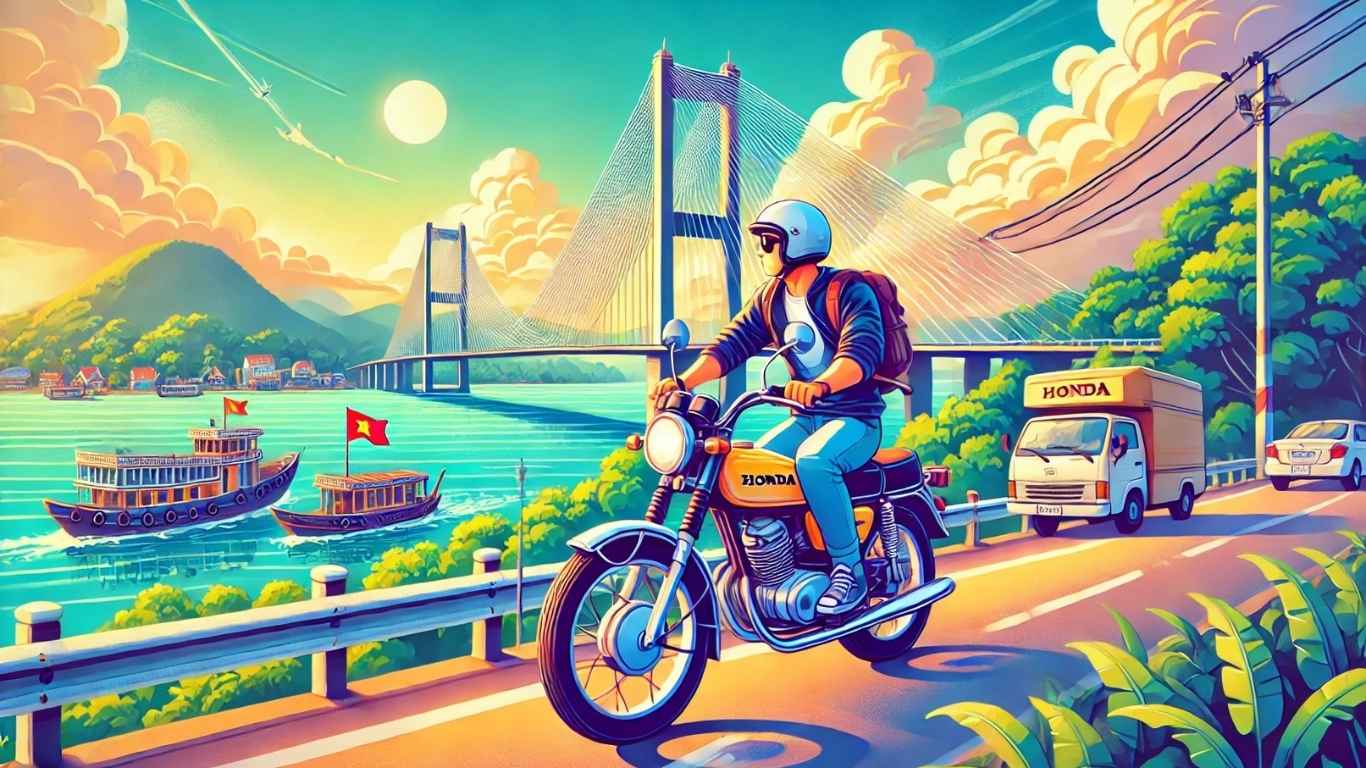 khách hàng trải nghiệm thuê xe honda cần thơ bích long trên đường phó miền tây