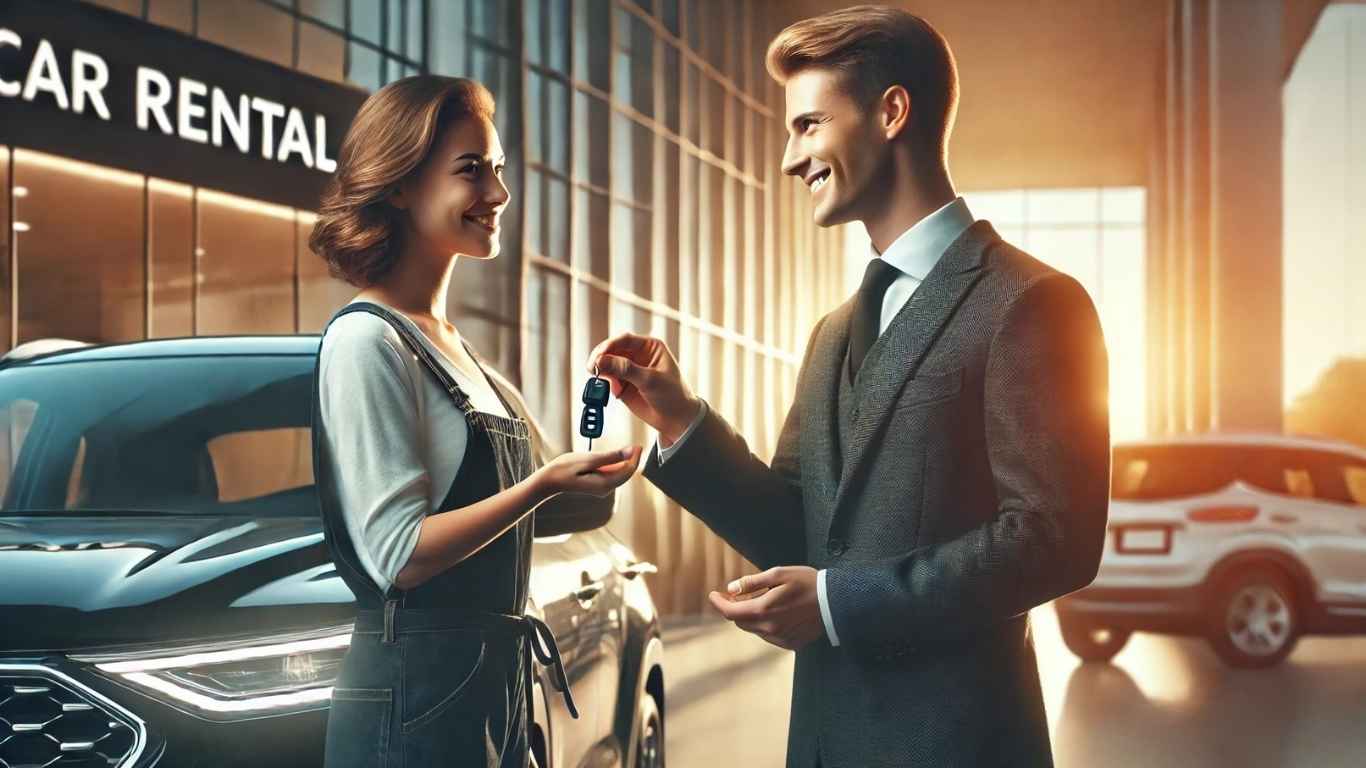 Dịch vụ thuê xe tự lái tháng bích long giao chìa khóa cho khách