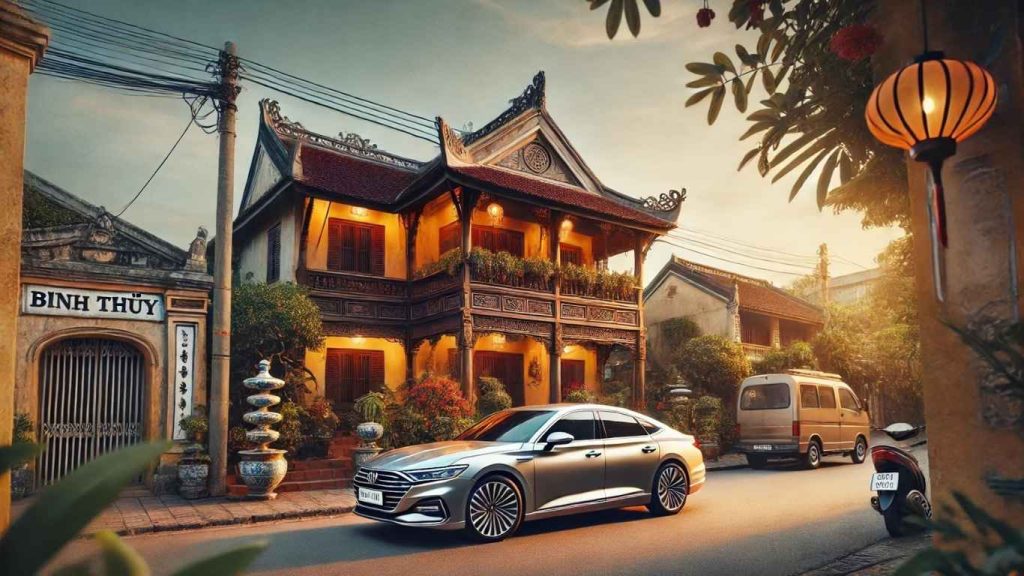 thuê xe cần thơ bích long chờ khách trước nhà cổ bình thủy