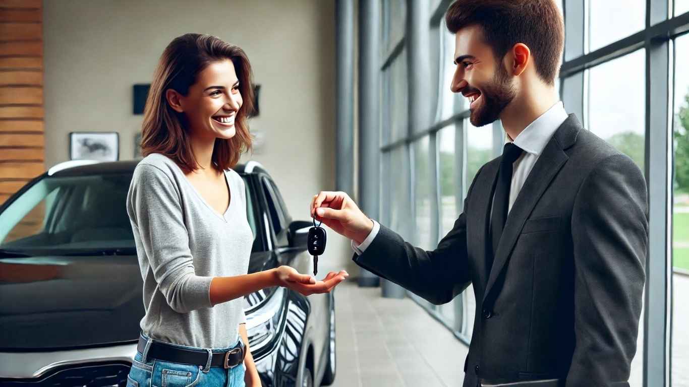 khách hàng nhận chìa khóa thuê xe tự lái trung tâm tp cần thơ với công ty Bích Long