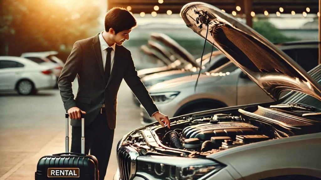 khách hàng kiểm tra xe trước khi thuê xe trung tâm cần thơ 