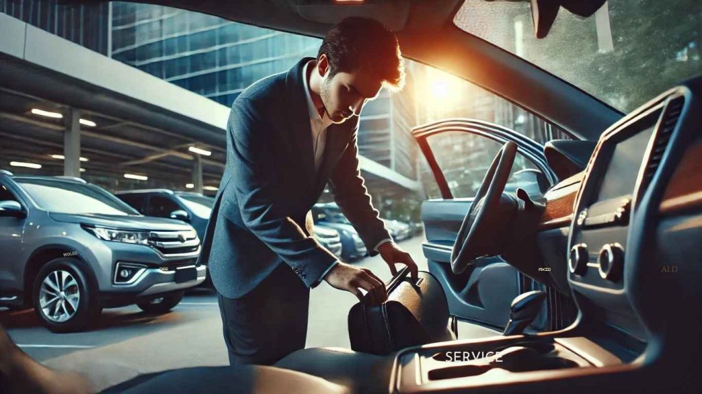 khách hàng kiểm tra xe trước khi tham khảo giá thuê xe 4 chỗ 7 chỗ du lịch miền tây
