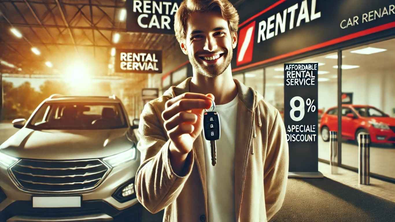 thuê xe tự lái khu vực ninh kiều cần thơ với nhân viên vui vẻ trao chìa khóa cho khách