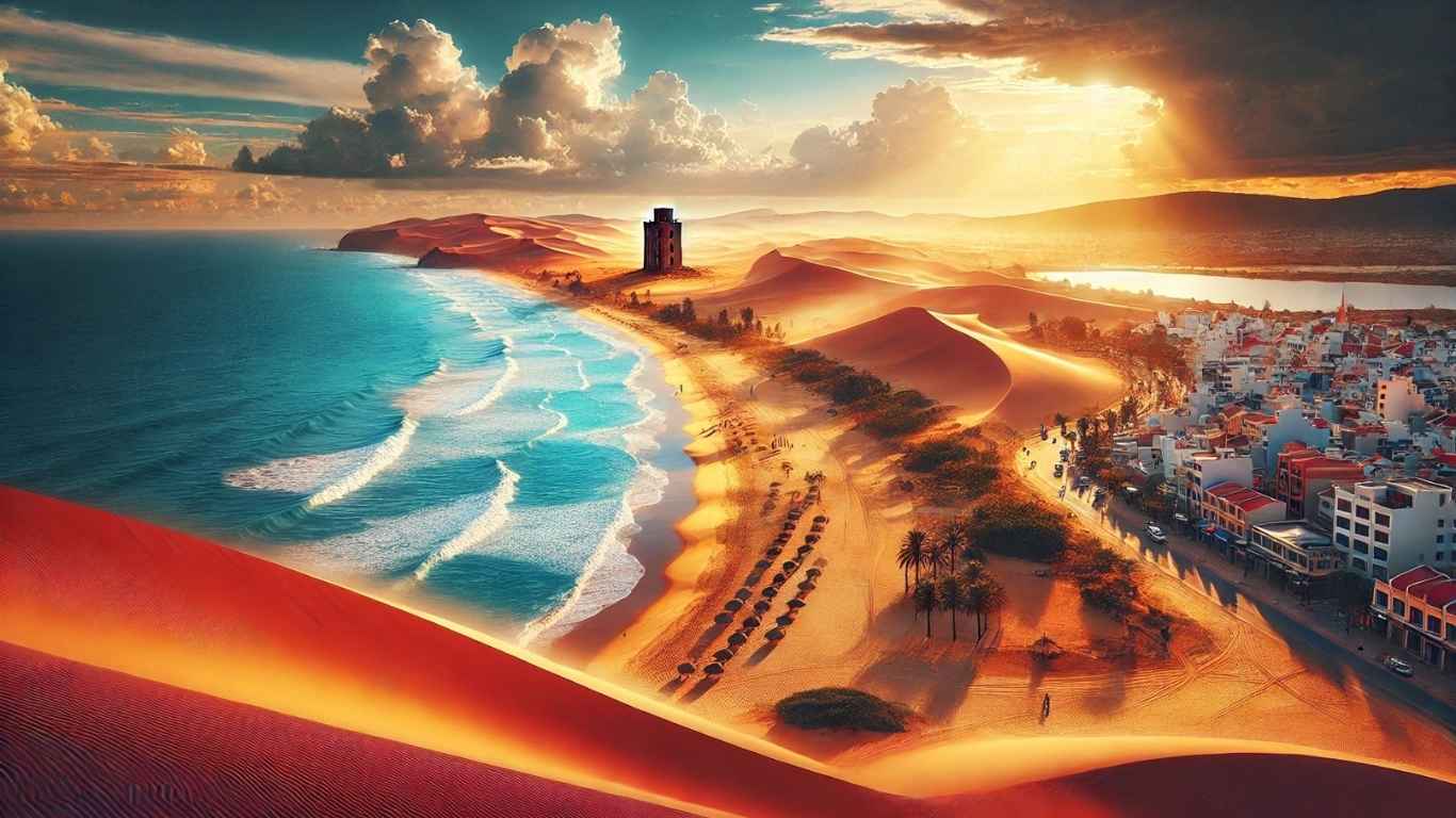 thuê xe cần thơ đi tp phan thiết bình thuận ngắm hoàng hôn trên bãi biển mũi né