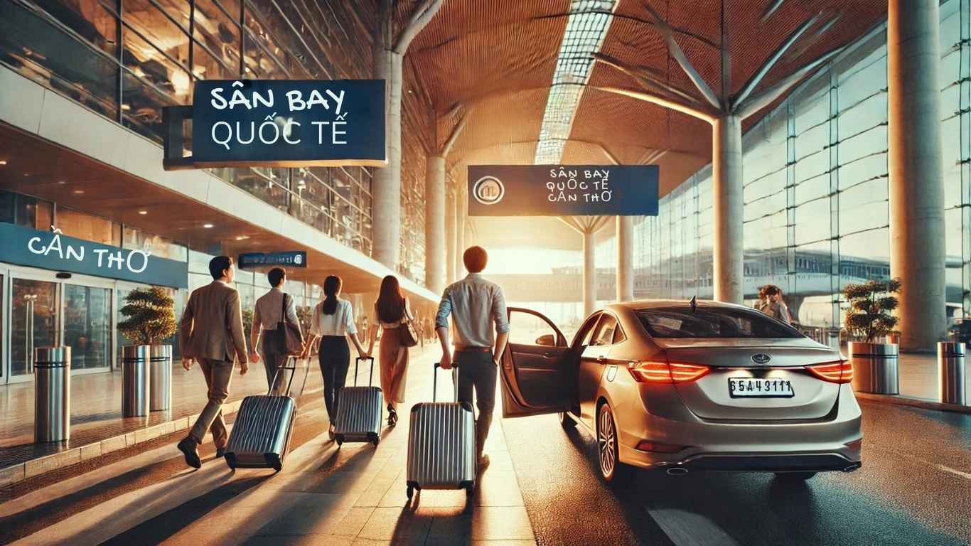 thuê xe sân bay cần thơ đi rạch giá kiên giang với khách hàng lên xe tại sân bay